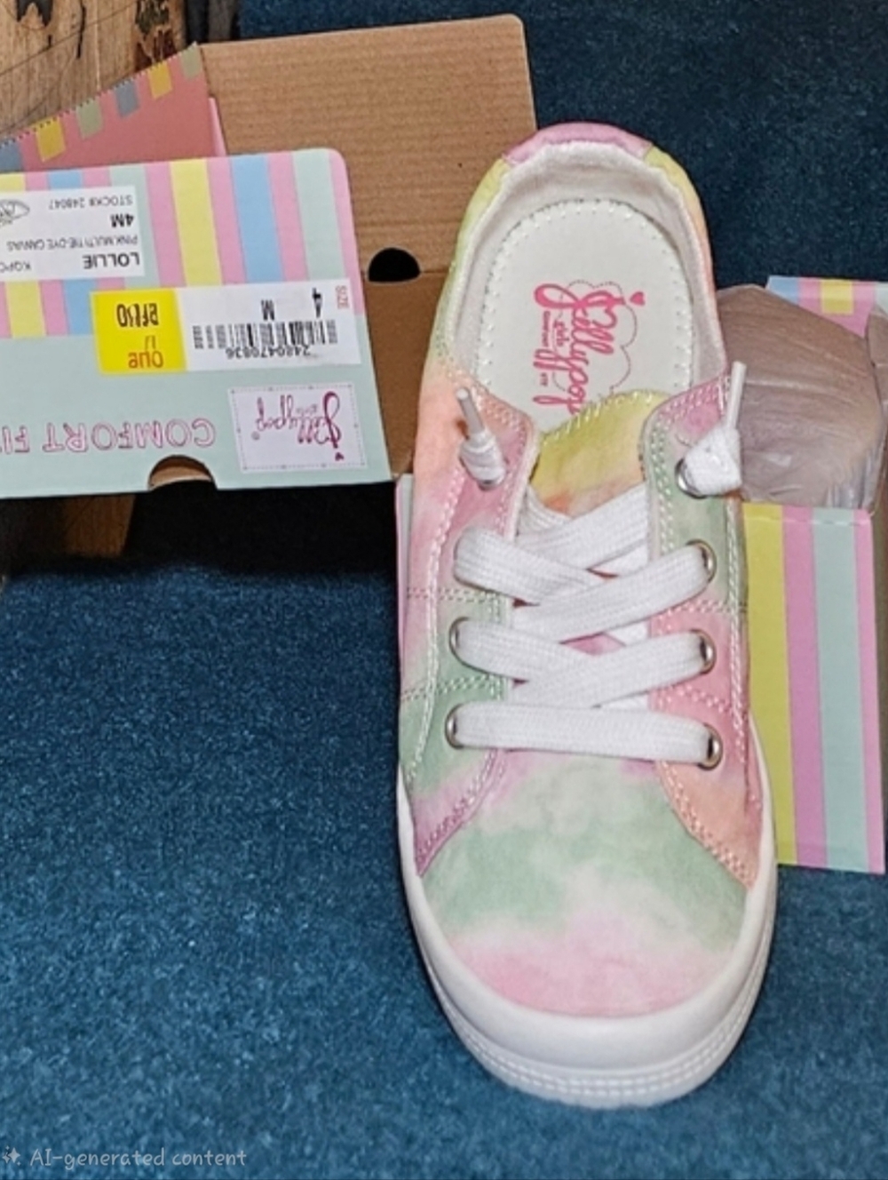 Jellypop Big Girl Size 4 Lollie Pink Multi Tie Dye Canvas Comfort Fit